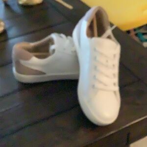 White and Brown Sneakers